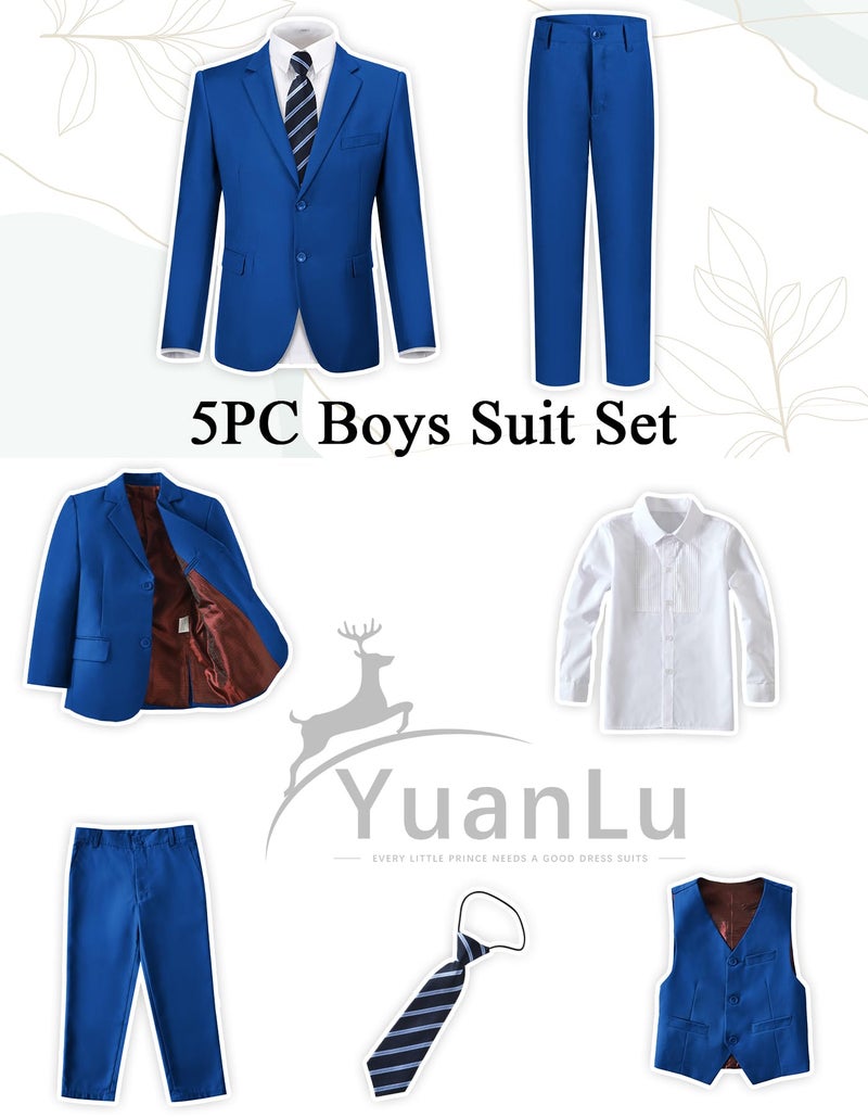 YuanLu Toddler Tuxedo Slim Fit Kids Formal Dresswear Ring Bearer Oufit Boy Wedding Guest Church Clothes 3T Royal Blue Suits for Boys - Image 2